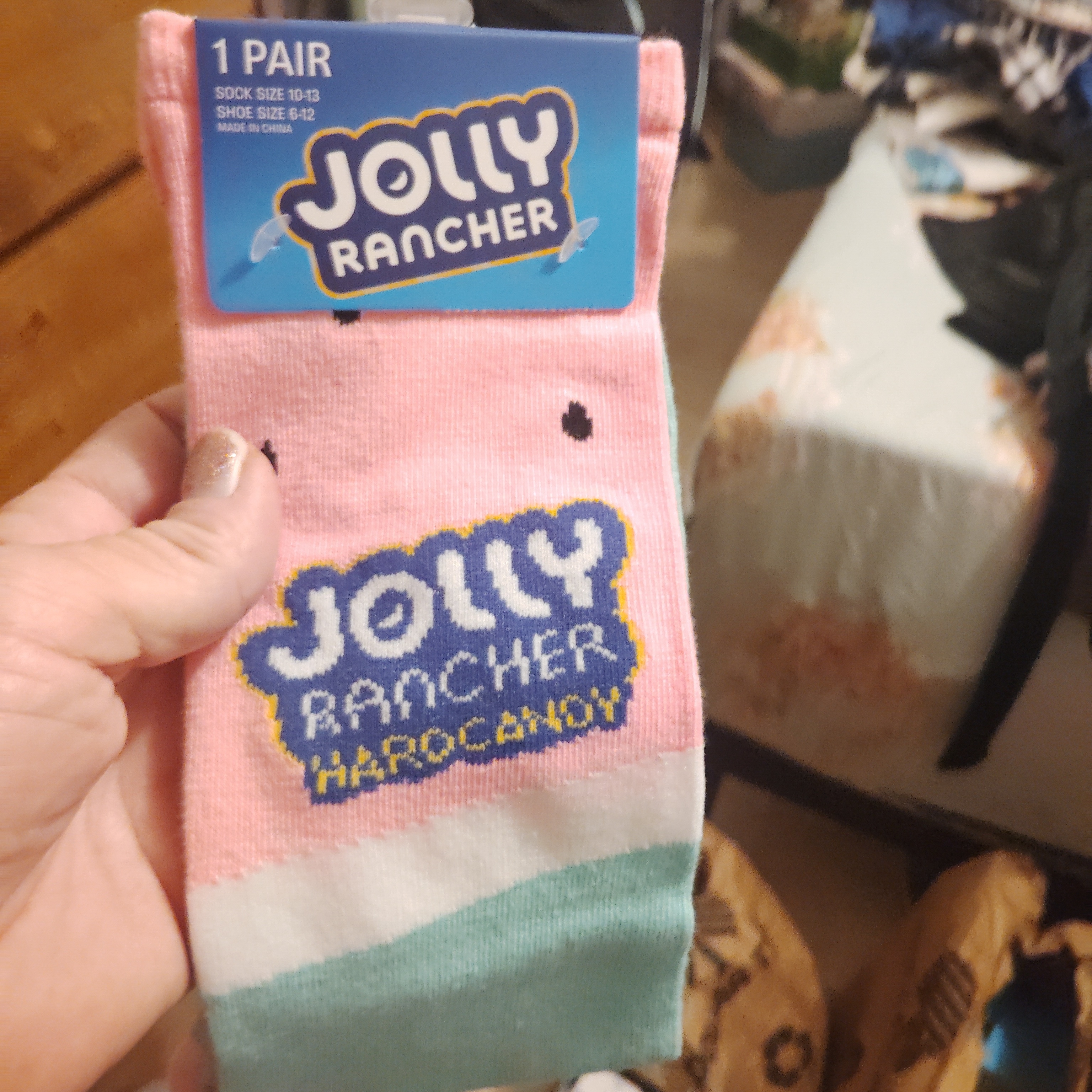 Jolly Rancher Pink And Green Socks